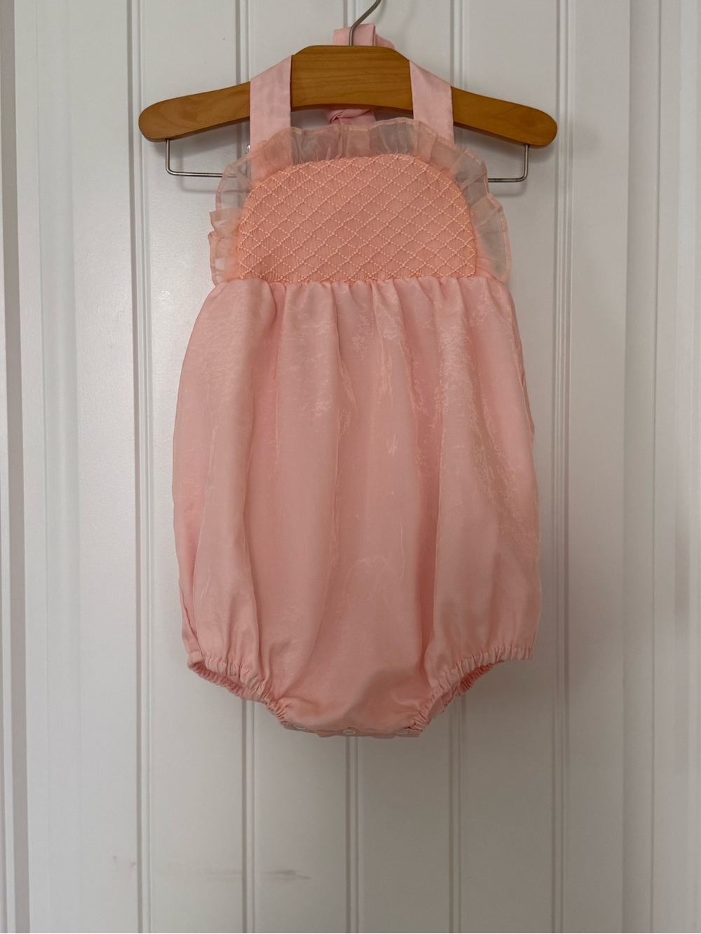 Dondolo Ravello Girl Bubble Romper Pink Smocked Ruffle Size 2T